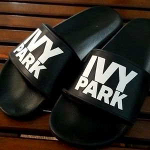 Ivy Park Black Slide Sandals with Neoprene Insert